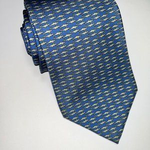 Salvatore Ferragamo - fish print - men's tie - blue